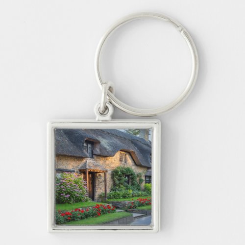 Thatch roof cottage in England Keychain