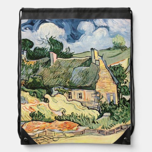 Thatched Cottages at Cordevill Vincent  van Gogh   Drawstring Bag