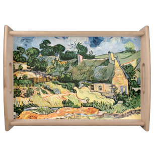 Thatched Cottages at Cordevill Vincent  van Gogh   Serving Tray