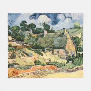 Thatched Cottages at Cordeville Vincent  van Gogh  Fleece Blanket