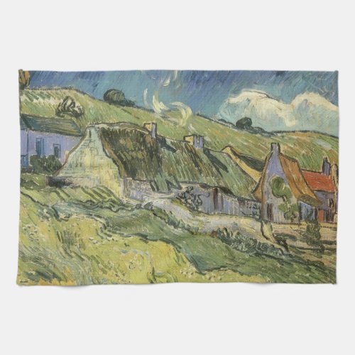 Thatched Cottages by Vincent van Gogh Kitchen Towel