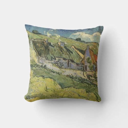 Thatched Cottages by Vincent van Gogh Throw Pillow