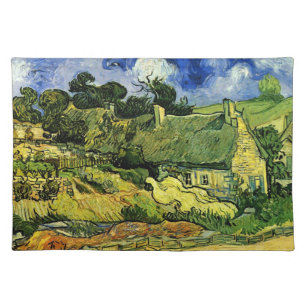 Thatched Cottages, Cordeville by Vincent van Gogh Cloth Placemat