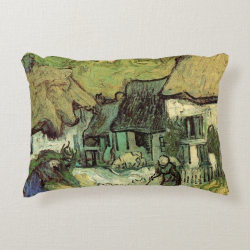 Thatched Cottages in Jorgus by Vincent van Gogh Accent Pillow