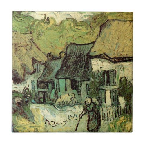 Thatched Cottages in Jorgus by Vincent van Gogh Ceramic Tile