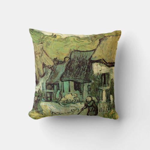 Thatched Cottages in Jorgus by Vincent van Gogh Throw Pillow