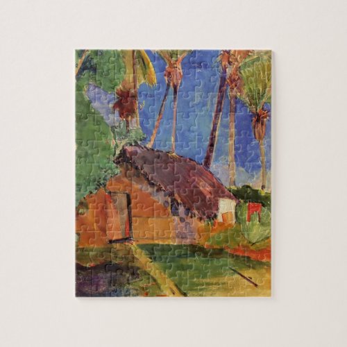 Thatched Hut Under Palms _ Paul Gauguin Jigsaw Puzzle