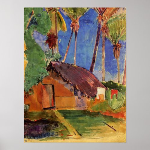 Thatched Hut Under Palms _ Paul Gauguin Print