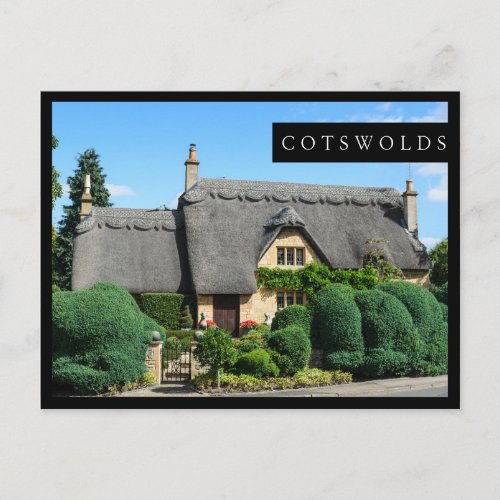 Thatched roof cottage in the Cotswolds black card