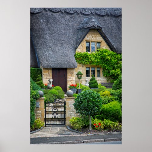 Thatched roof cottage poster