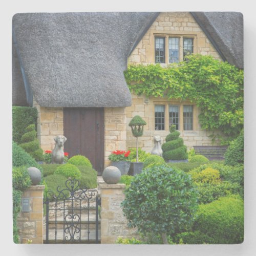 Thatched roof cottage stone coaster