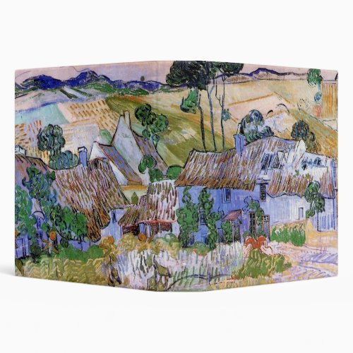 Thatched Roof Cottages by Hill by Vincent van Gogh 3 Ring Binder