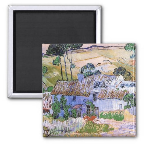 Thatched Roof Cottages by Hill by Vincent van Gogh Magnet
