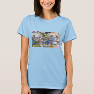 Thatched Roof Cottages by Hill by Vincent van Gogh T-Shirt