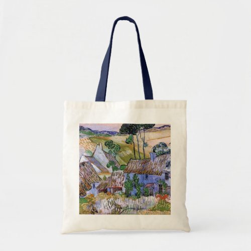 Thatched Roof Cottages by Hill by Vincent van Gogh Tote Bag