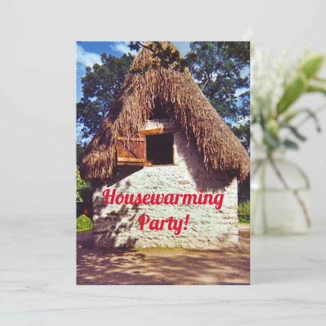Thatched Roof Hut Housewarming type Invitation (Standing Front)