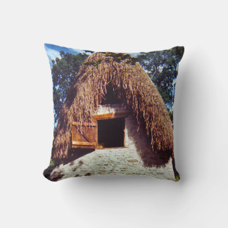 Thatched Roof Hut Throw Pillow