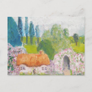 Thatched rose cottage postcard
