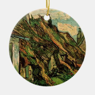 Thatched Sandstone Cottages by Vincent van Gogh Ceramic Ornament