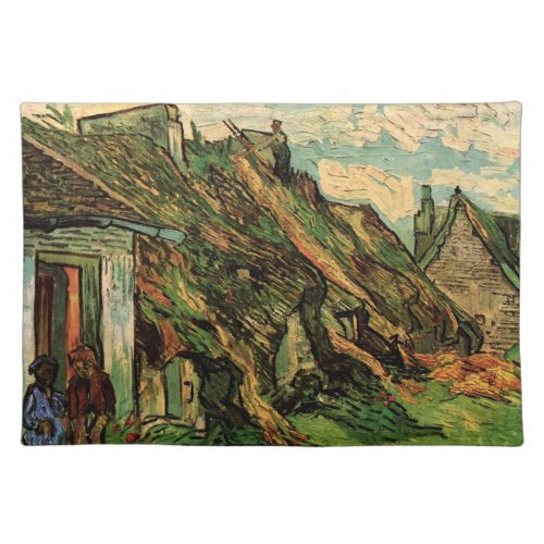 Thatched Sandstone Cottages by Vincent van Gogh Cloth Placemat