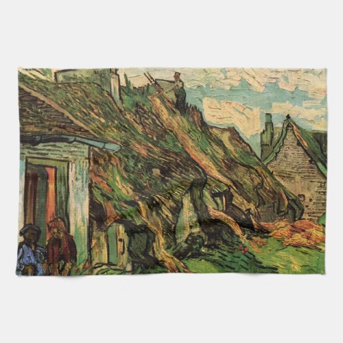 Thatched Sandstone Cottages by Vincent van Gogh Kitchen Towel