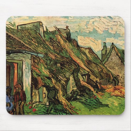Thatched Sandstone Cottages by Vincent van Gogh Mouse Pad
