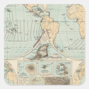 Thatigkeit des Erdinnern Atlas Map Square Sticker