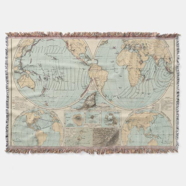 Thatigkeit des Erdinnern Atlas Map Throw Blanket (Front)