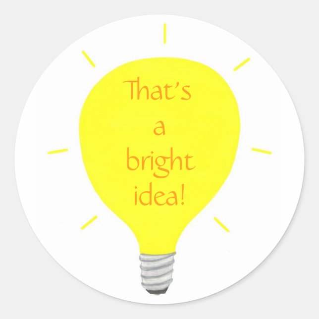 That's a bright idea, Yellow Light Bulb stickers (Front)
