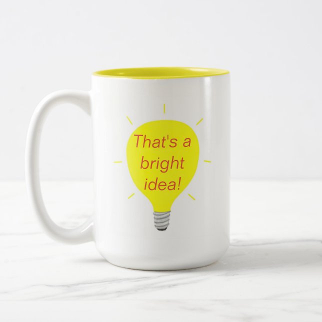 That's a bright idea, yellow light bulb Two-Tone coffee mug (Left)