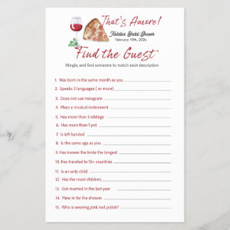 That's Amore Bingo Bridal Shower Game Flyer
