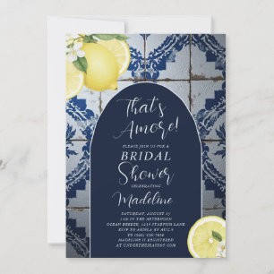That's Amore Blue Tile Lemon Bridal Shower Invitation