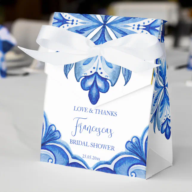 That's amore Blue tile lemon Italian bridal shower Favor Boxes | Zazzle