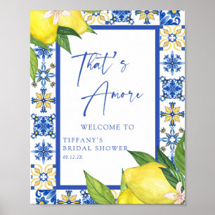 Thats Amore Blue Tiles Lemons Bridal Shower Sign