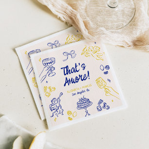 That's Amore! Blue & Yellow Italian Engagement Napkins