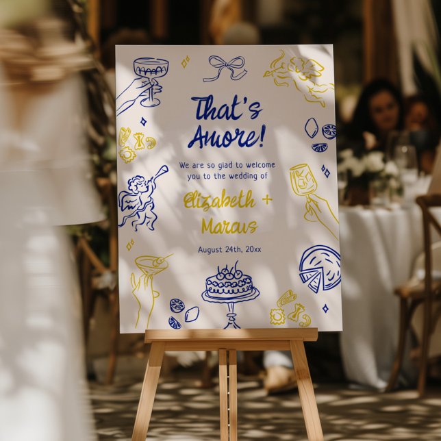 That's Amore! Blue & Yellow Italian Wedding Foam Board (Creator Uploaded)