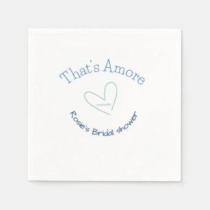 THATS AMORE BRIDAL SHOWER BLUE HEART NAME DATE SIM NAPKINS