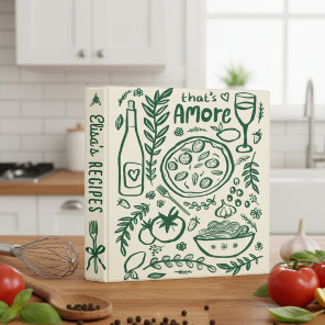 That's Amore Bridal Shower CUSTOM Cute Recipe 3 Ring Binder