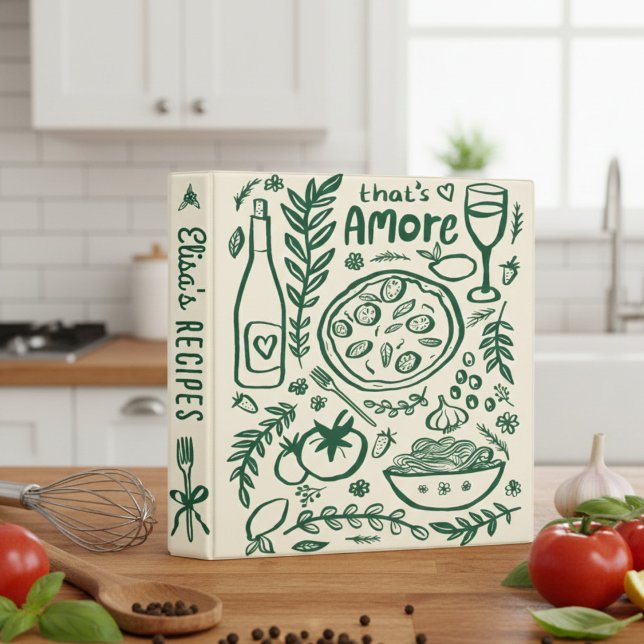 That's Amore Bridal Shower CUSTOM Cute Recipe 3 Ring Binder (That's Amore Italian Food Bridal Shower CUSTOM Cute Recipe 3 Ring Binder
)