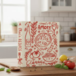 That's Amore Bridal Shower CUSTOM Cute Recipe 3 Ring Binder