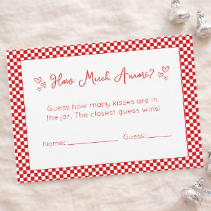 That's Amore Bridal Shower Game - How Many Kisses Note Card