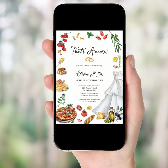 That's Amore Bridal Shower Italian style Invitation (Front Digital)