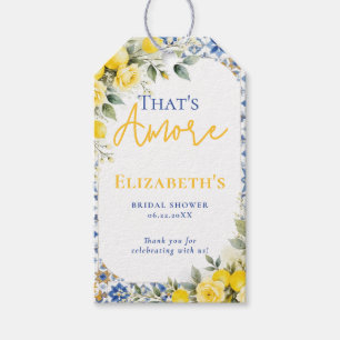 That's Amore Bridal Shower Lemon and Blue Floral Gift Tags