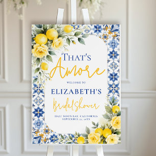 That's Amore Bridal Shower Lemon Blue Tile Welcome Foam Board