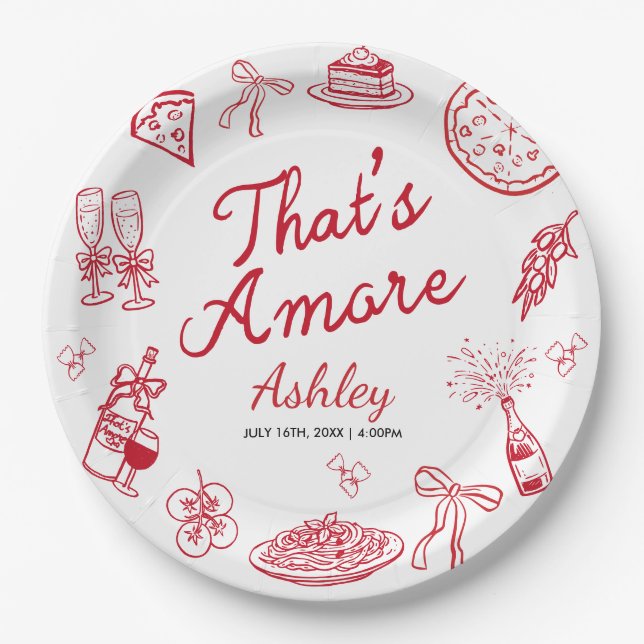 That's Amore Bridal Shower  Paper Plates (Front)