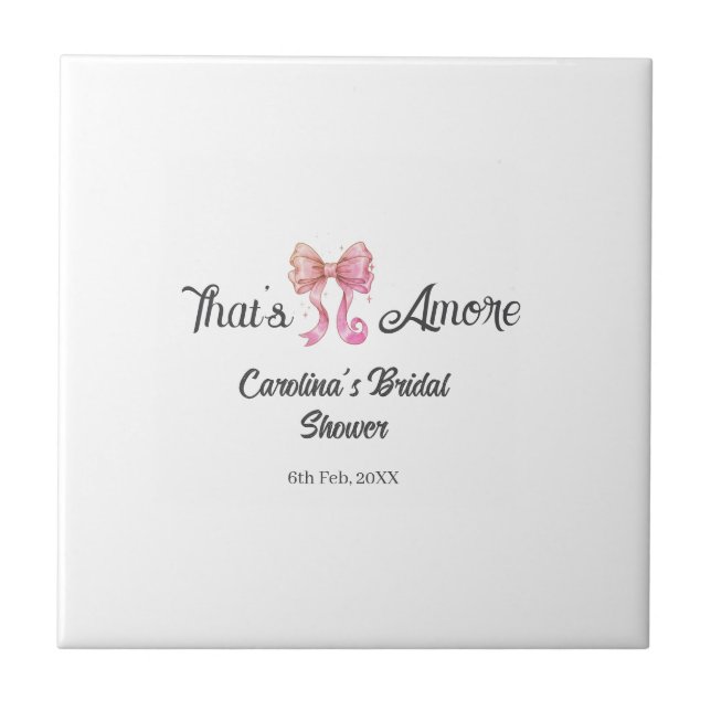 that's amore bridal shower pink retro bow boho nam ceramic tile (Front)