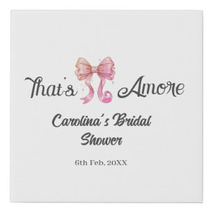 that's amore bridal shower pink retro bow boho nam faux canvas print
