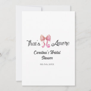 that's amore bridal shower pink retro bow boho nam invitation