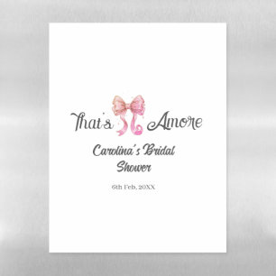 that's amore bridal shower pink retro bow boho nam magnetic dry erase sheet