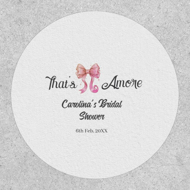 that's amore bridal shower pink retro bow boho nam patch (Front)